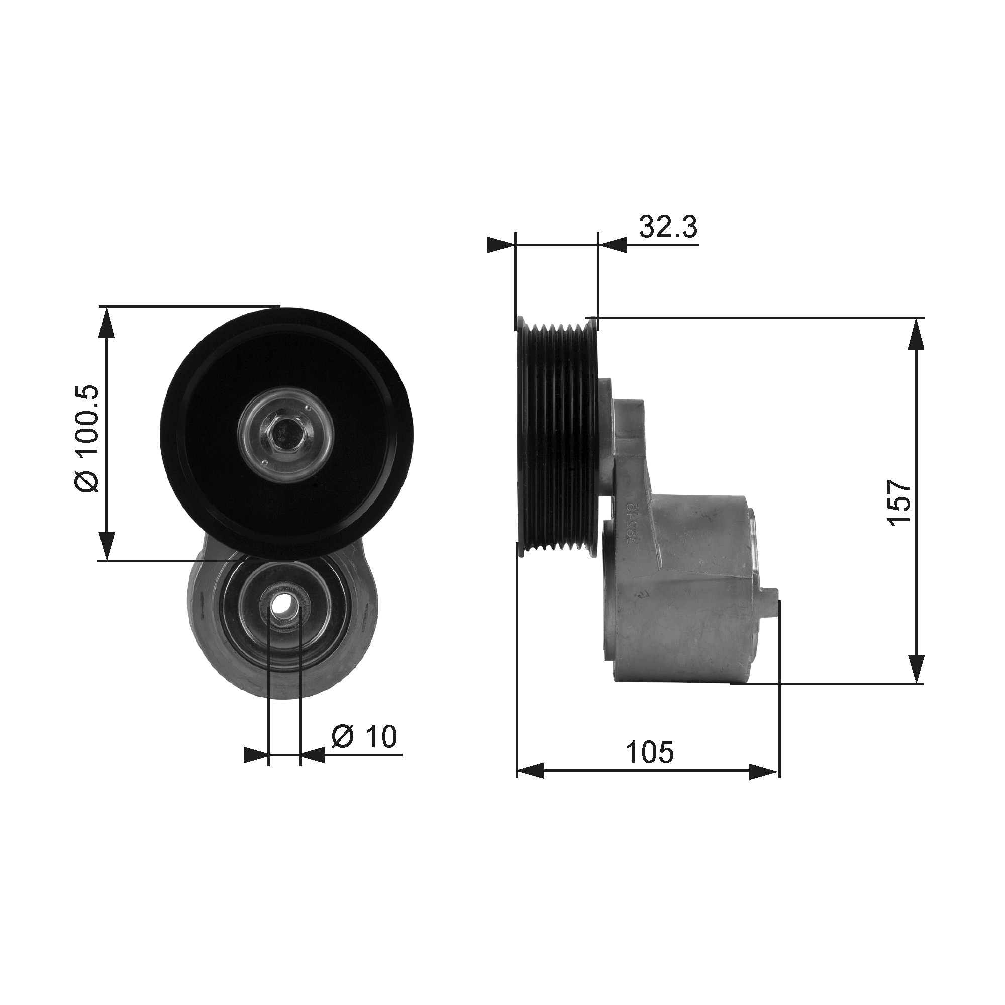 GATES T38245 Rullo tenditore, Cinghia Poly-V-Rullo tenditore, Cinghia Poly-V-Ricambi Euro