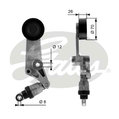 GATES T38286 Rullo tenditore, Cinghia Poly-V-Rullo tenditore, Cinghia Poly-V-Ricambi Euro