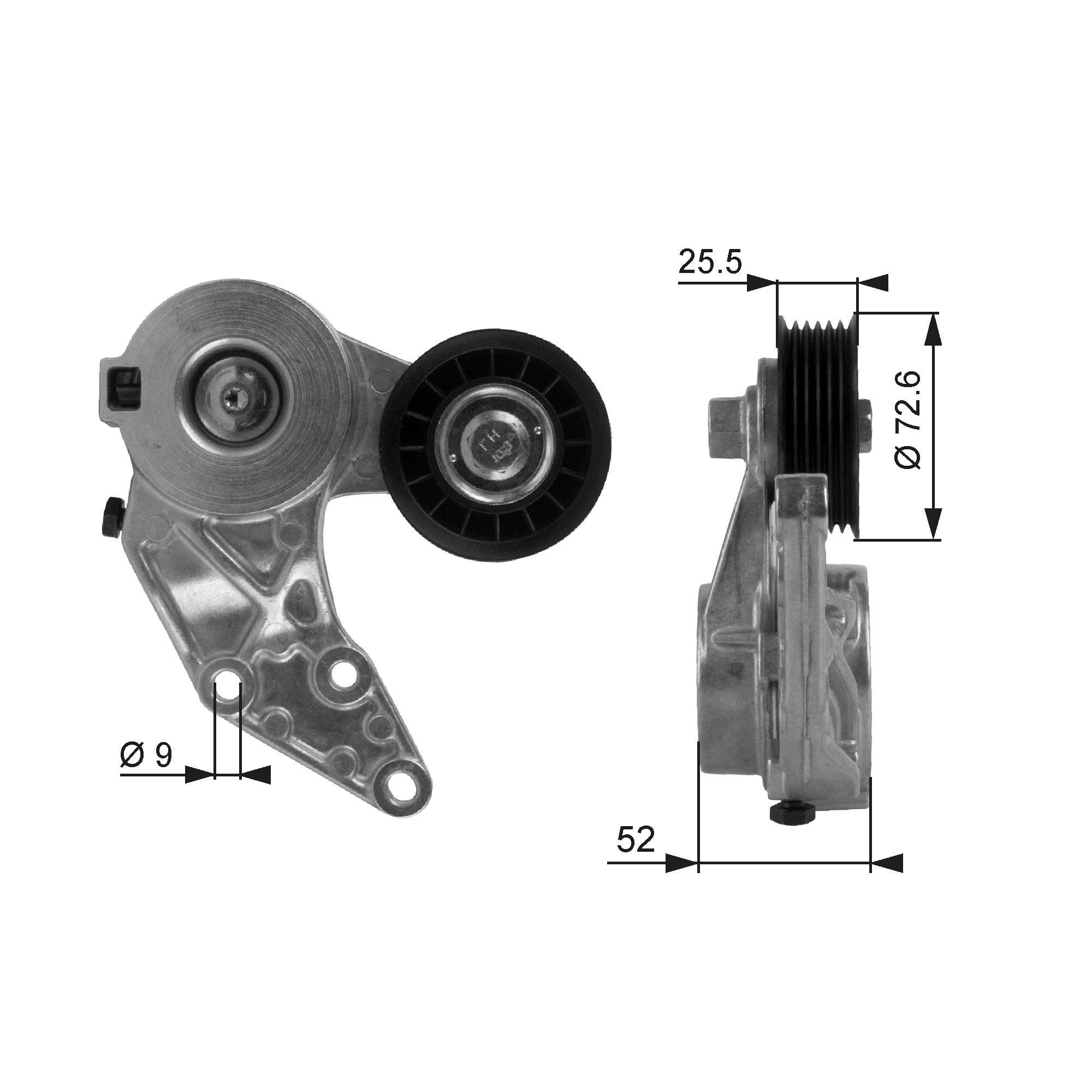 GATES T38377 Rullo tenditore, Cinghia Poly-V-Rullo tenditore, Cinghia Poly-V-Ricambi Euro