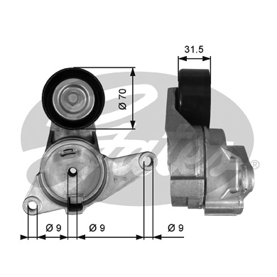 GATES T38397 Rullo tenditore, Cinghia Poly-V-Rullo tenditore, Cinghia Poly-V-Ricambi Euro