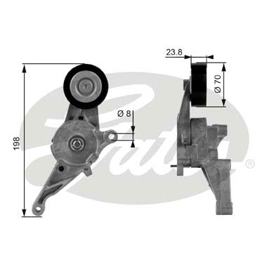 GATES T38436 Rullo tenditore, Cinghia Poly-V-Rullo tenditore, Cinghia Poly-V-Ricambi Euro