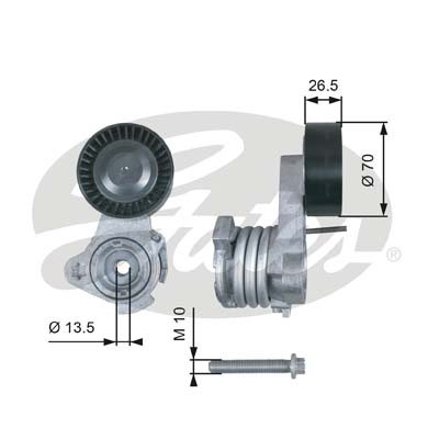 GATES T39112 Rullo tenditore, Cinghia Poly-V-Rullo tenditore, Cinghia Poly-V-Ricambi Euro