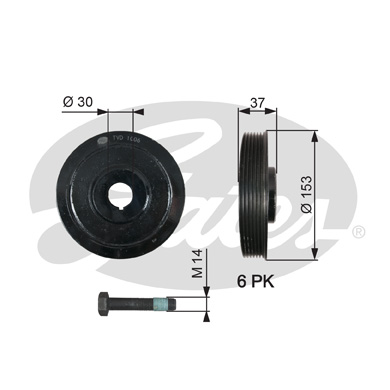 GATES TVD1006A Puleggia cinghia, Albero a gomiti