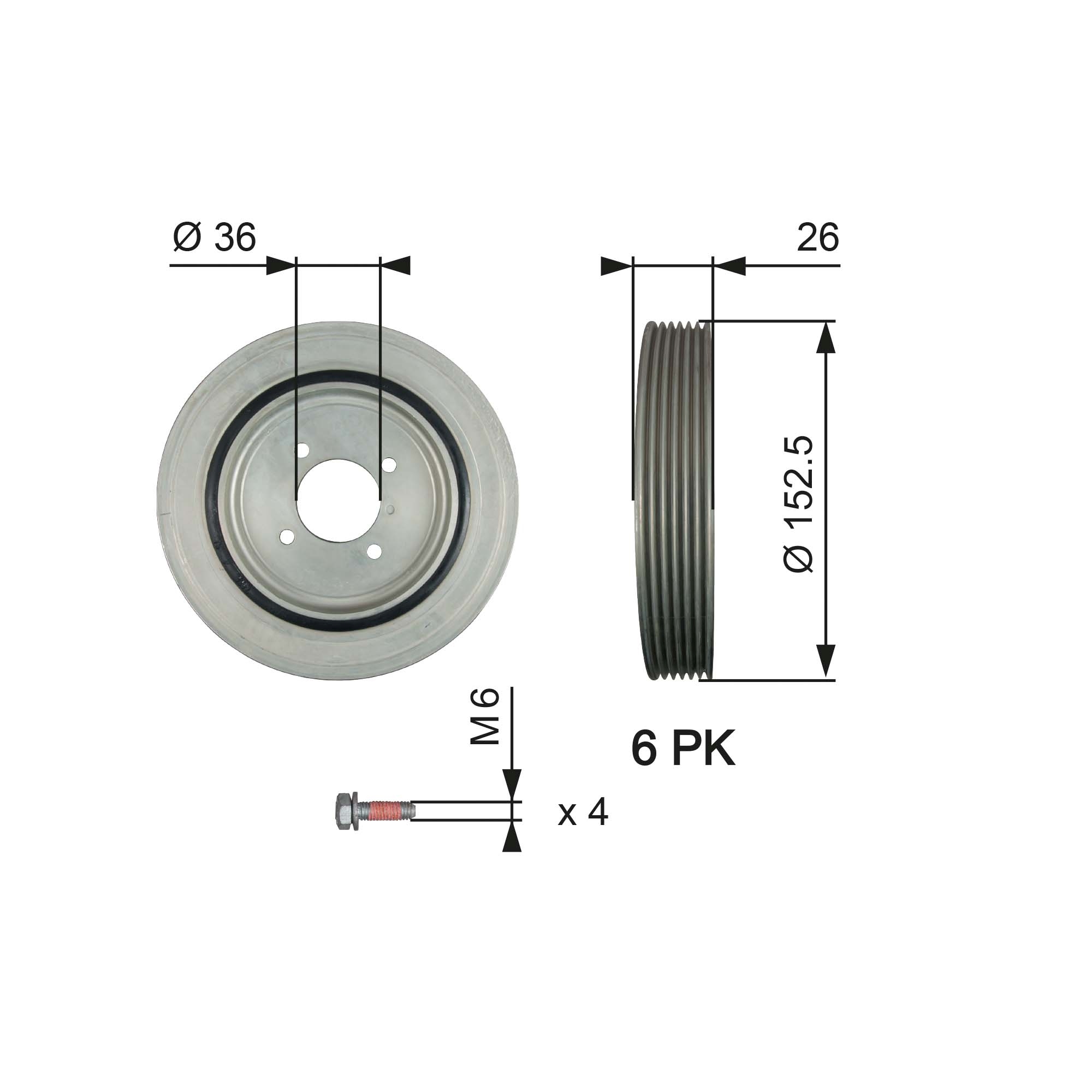 GATES TVD1011A Puleggia cinghia, Albero a gomiti