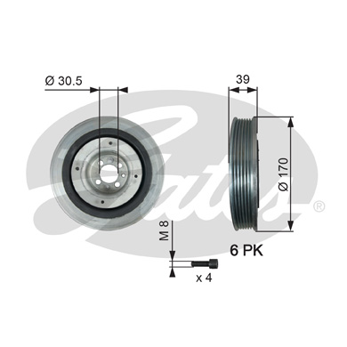 GATES TVD1013A Puleggia cinghia, Albero a gomiti