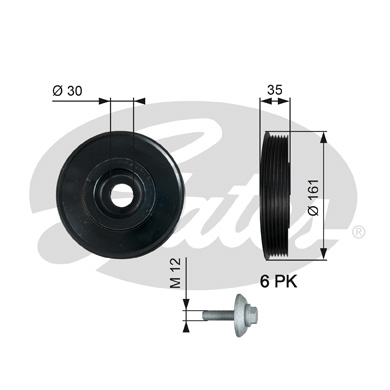 GATES TVD1025A Puleggia cinghia, Albero a gomiti-Puleggia cinghia, Albero a gomiti-Ricambi Euro