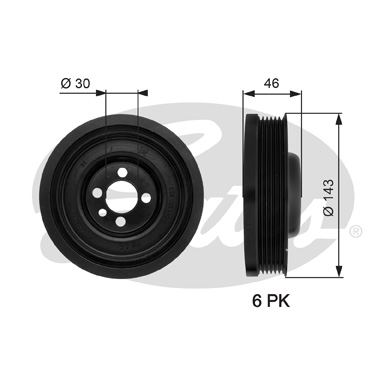 GATES TVD1040 Puleggia cinghia, Albero a gomiti