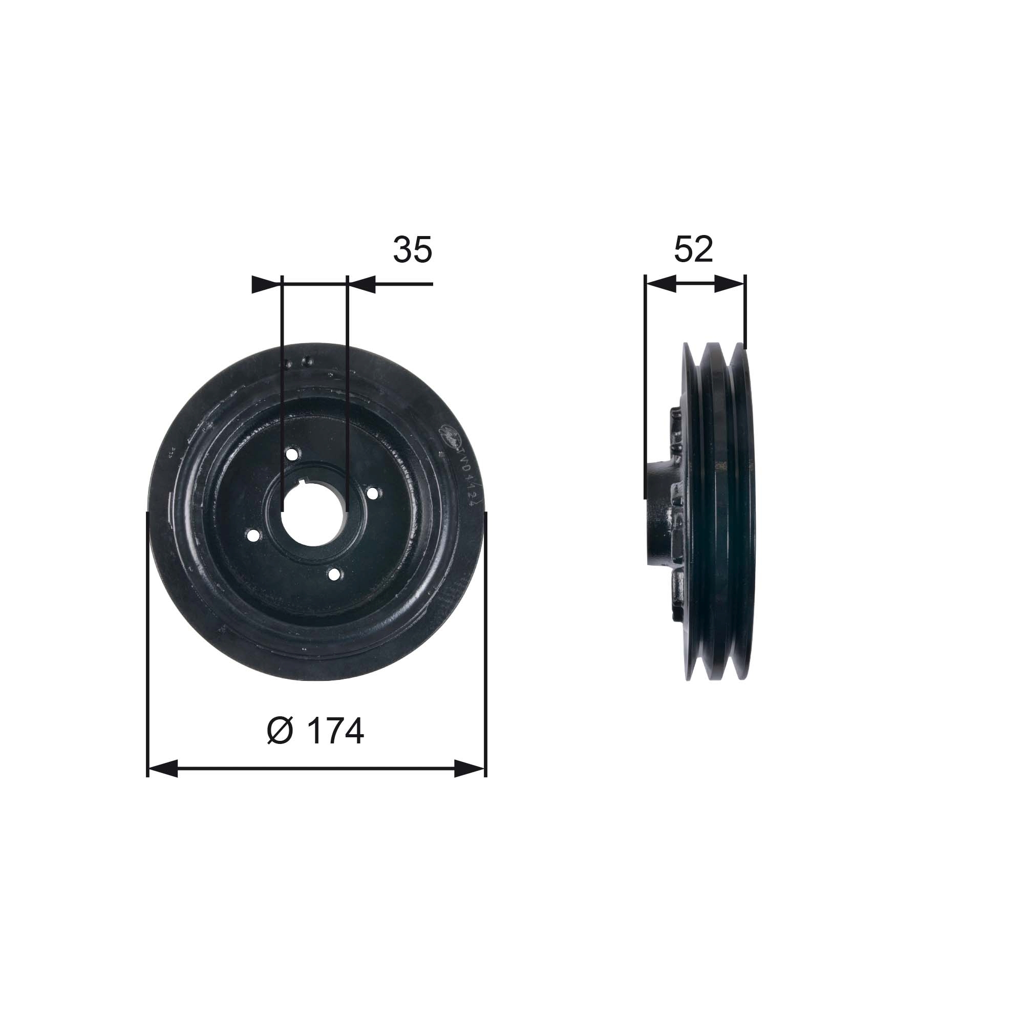 GATES TVD1124 Puleggia cinghia, Albero a gomiti