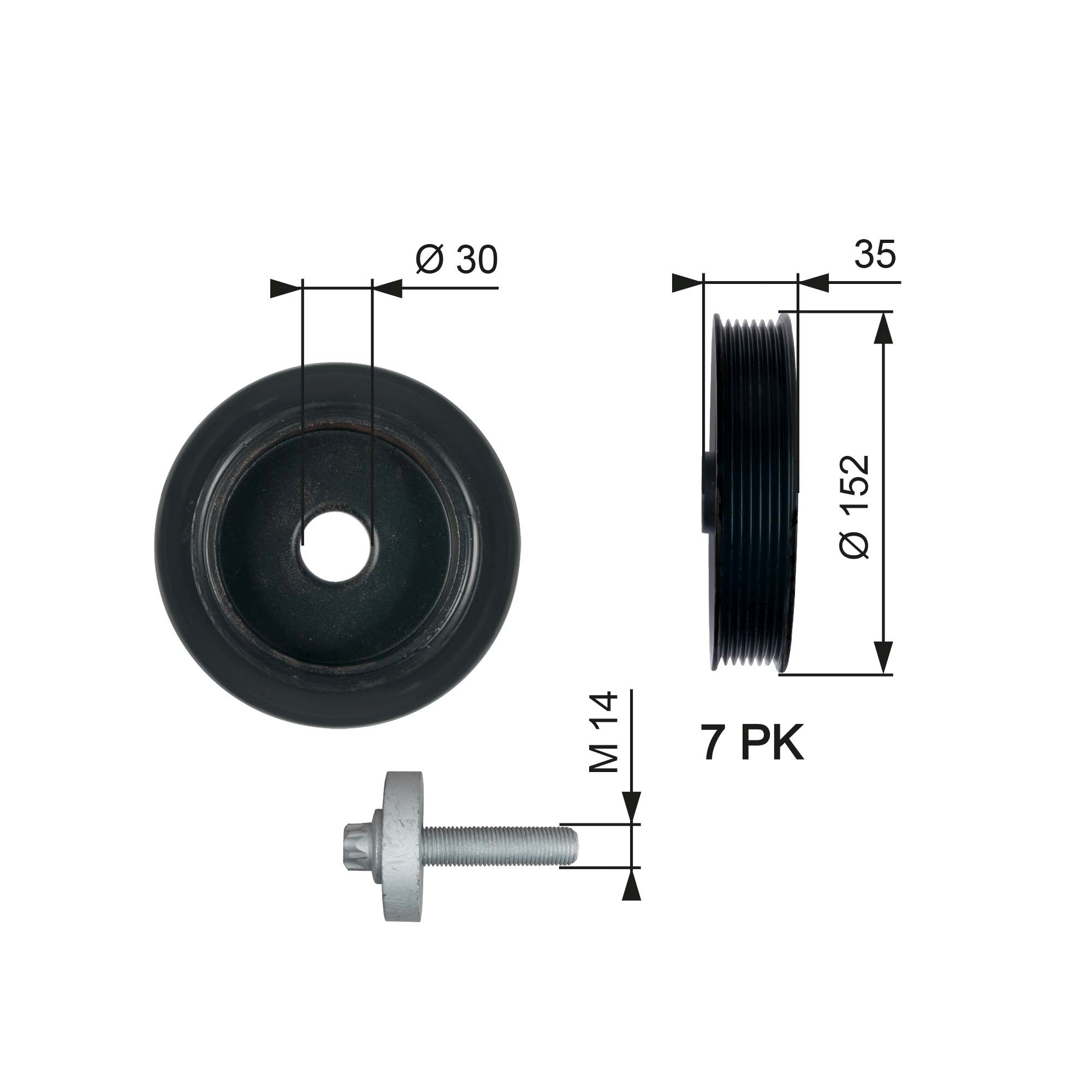 GATES TVD1127A Puleggia cinghia, Albero a gomiti