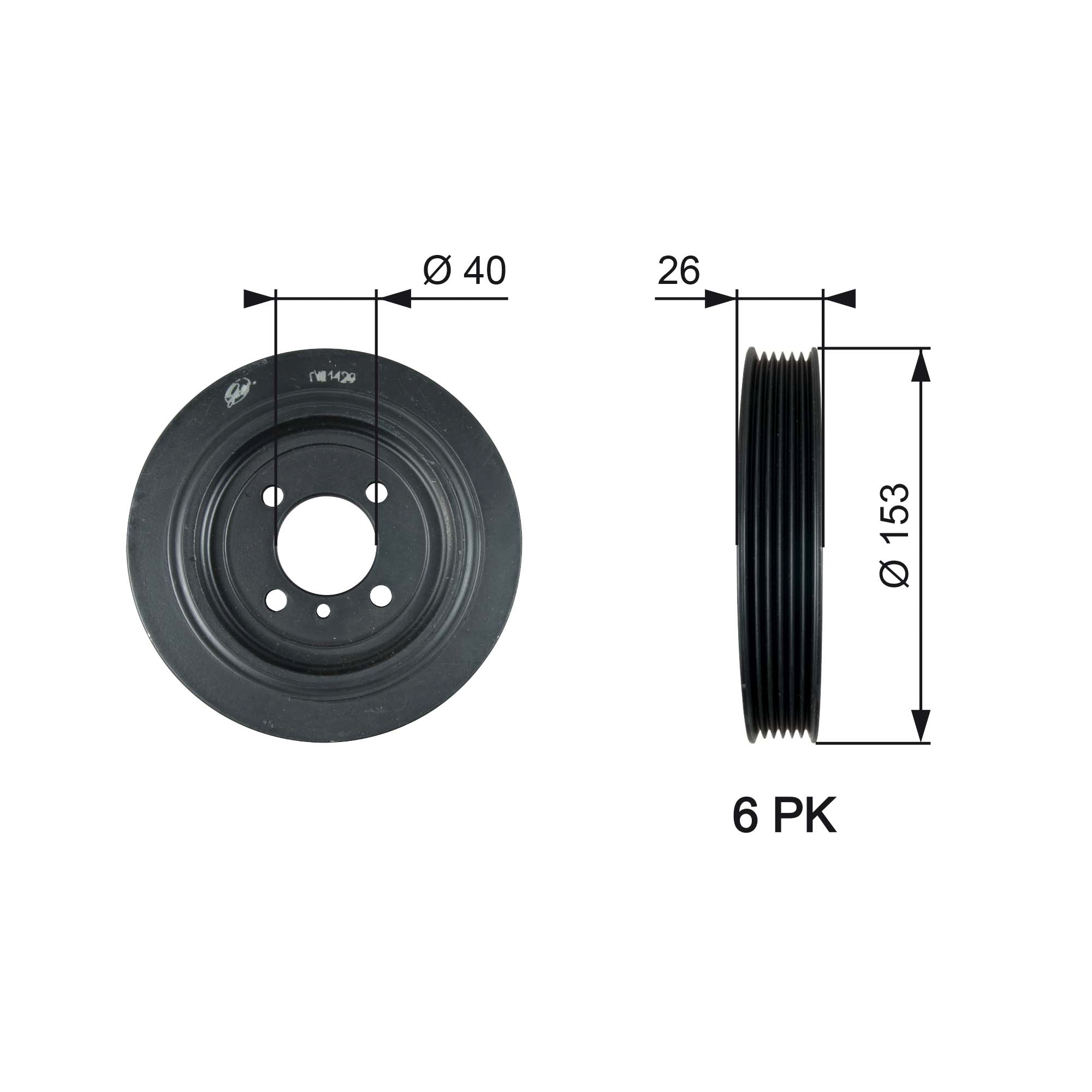 GATES TVD1129 Puleggia cinghia, Albero a gomiti