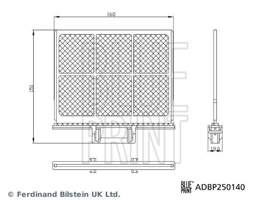 BLUE PRINT ADBP250140 Filter, cabin air Lower