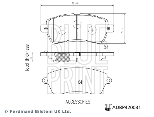 BLUE PRINT ADBP420031 Kit pastiglie freno, Freno a disco