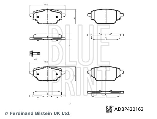BLUE PRINT ADBP420162 Bremsbelagsatz, Scheibenbremse