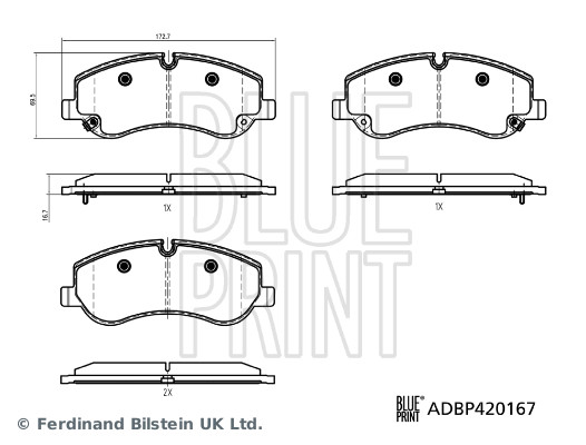 BLUE PRINT ADBP420167 Bremsbelagsatz, Scheibenbremse