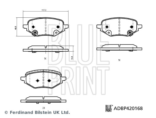 BLUE PRINT ADBP420168 Bremsbelagsatz, Scheibenbremse