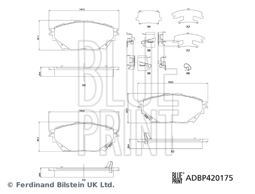 BLUE PRINT ADBP420175 Bremsbelagsatz, Scheibenbremse