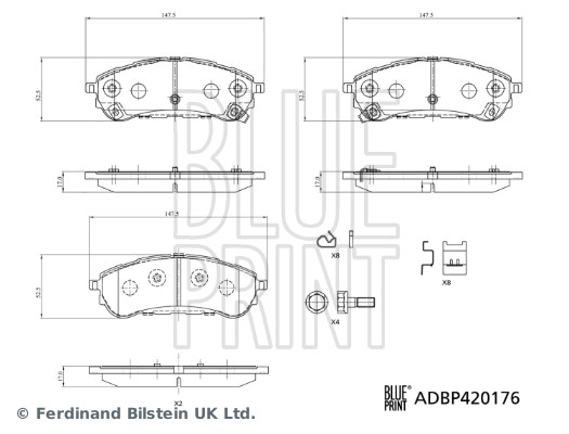 BLUE PRINT ADBP420176 Bremsbelagsatz, Scheibenbremse