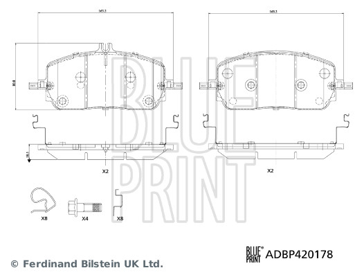 BLUE PRINT ADBP420178 Bremsbelagsatz, Scheibenbremse