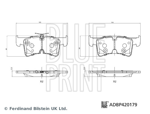 BLUE PRINT ADBP420179 Bremsbelagsatz, Scheibenbremse