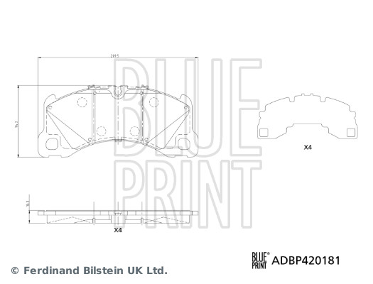 BLUE PRINT ADBP420181 Bremsbelagsatz, Scheibenbremse