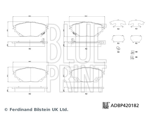BLUE PRINT ADBP420182 Bremsbelagsatz, Scheibenbremse