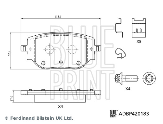 BLUE PRINT ADBP420183 Bremsbelagsatz, Scheibenbremse
