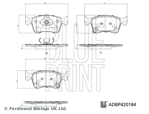 BLUE PRINT ADBP420184 Bremsbelagsatz, Scheibenbremse