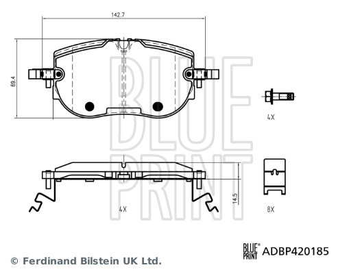 BLUE PRINT ADBP420185 Bremsbelagsatz, Scheibenbremse