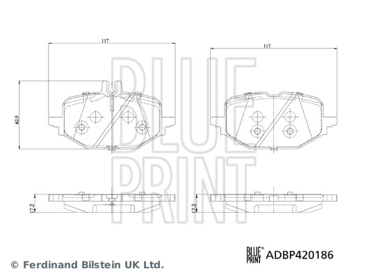 BLUE PRINT ADBP420186 Bremsbelagsatz, Scheibenbremse