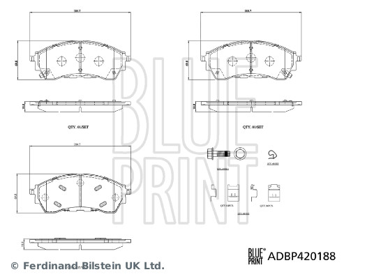 BLUE PRINT ADBP420188 Bremsbelagsatz, Scheibenbremse