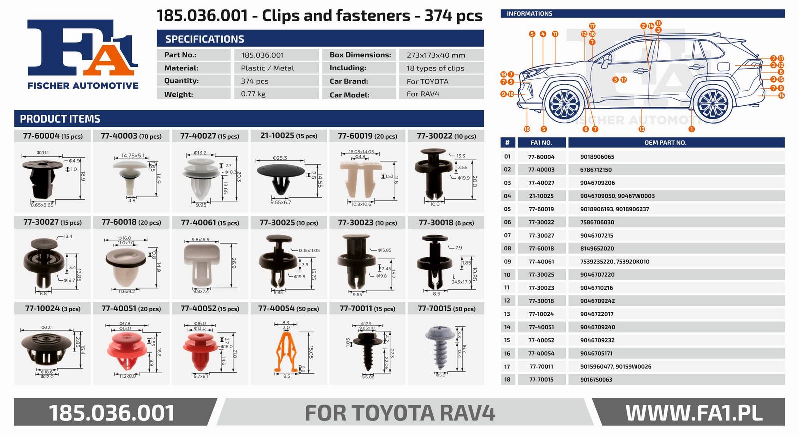 FA1 185.036.001 Assortment, fasteners