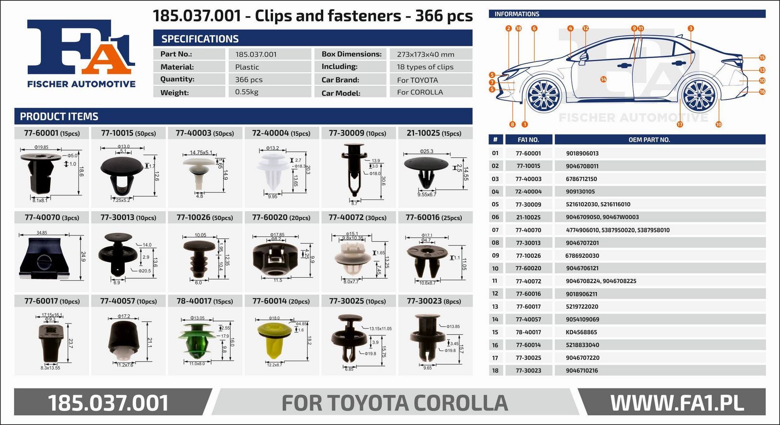 FA1 185.037.001 Assortment, fasteners