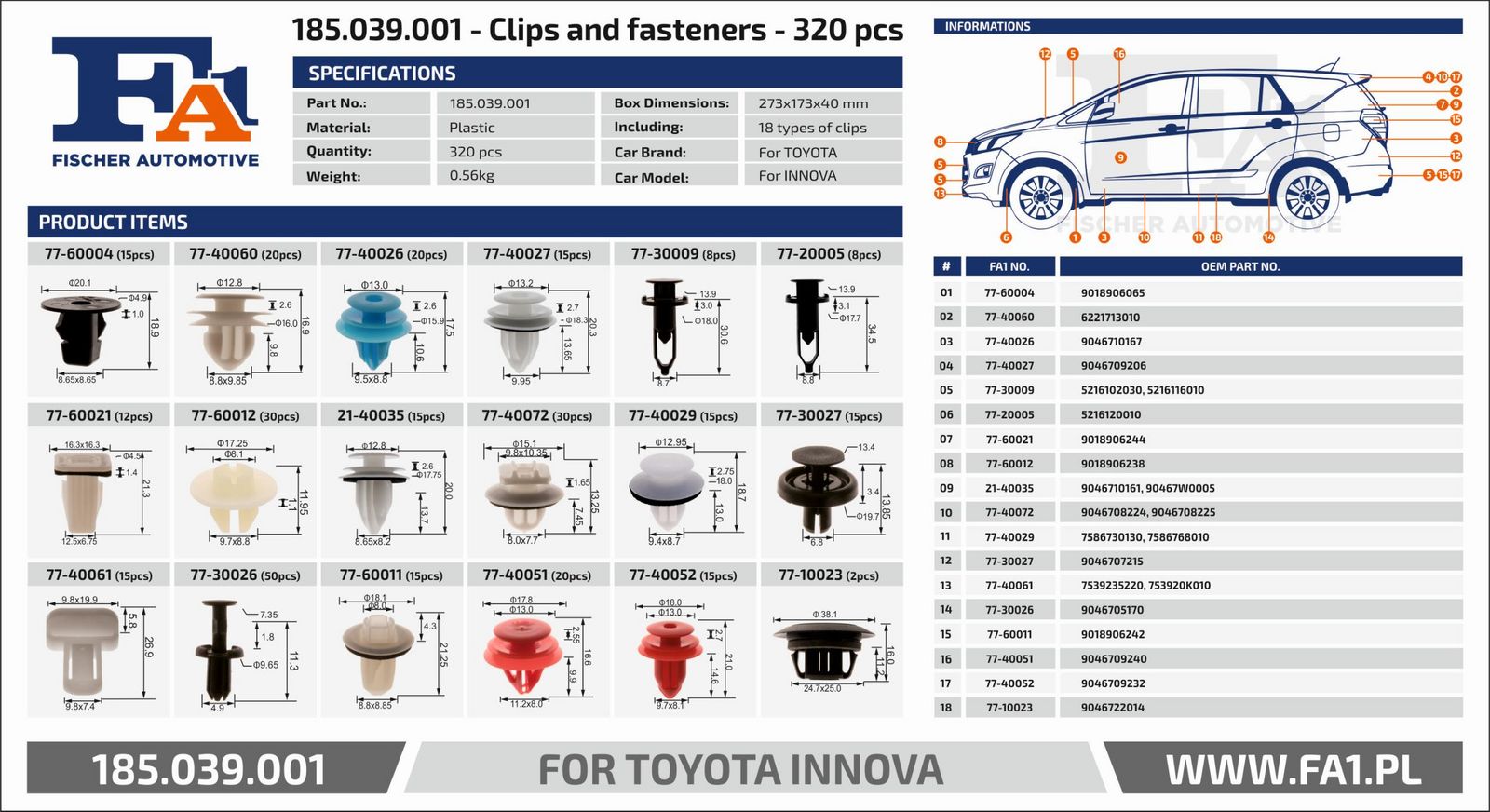 FA1 185.039.001 Assortment, fasteners
