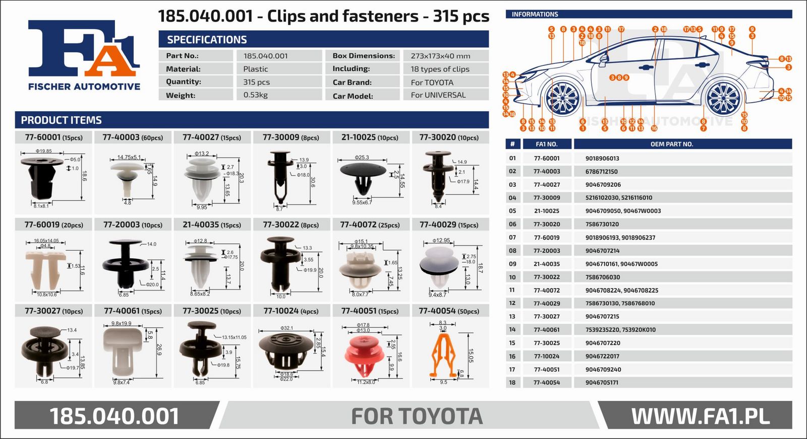 FA1 185.040.001 Assortment, fasteners