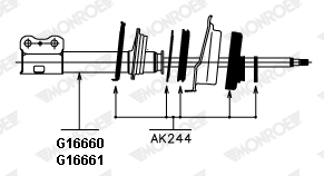 MONROE AK244 ADAPTOR KIT Schraubensatz, Federbein-Radlagergehäuse