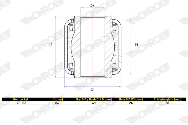 MONROE L90L06 Υποδοχή, βάση στήριξης for DAF