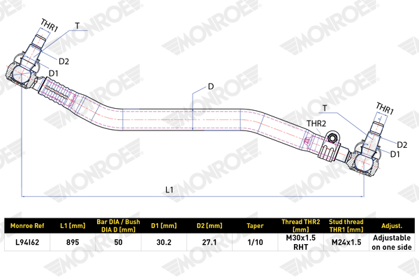 MONROE L94I62 Άξονας τιμονιού for MERCEDES-BENZ