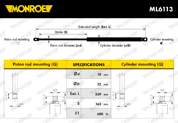 MONROE ML6113 MONROE MaxLift Gasfeder, Koffer-/Laderaum