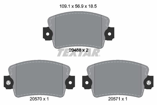 TEXTAR 2048802 Bremsbelagsatz, Scheibenbremse