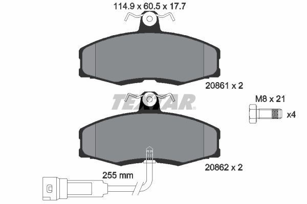 TEXTAR 2086109 Bremsbelagsatz, Scheibenbremse