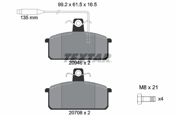 TEXTAR 2094602 Bremsbelagsatz, Scheibenbremse