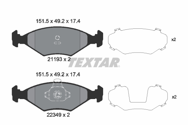 TEXTAR 2119303 Bremsbelagsatz, Scheibenbremse