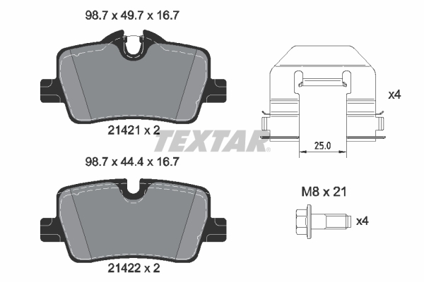 TEXTAR 2142101 Q+ Bremsbelagsatz, Scheibenbremse