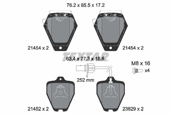 TEXTAR 2145401 Bremsbelagsatz, Scheibenbremse