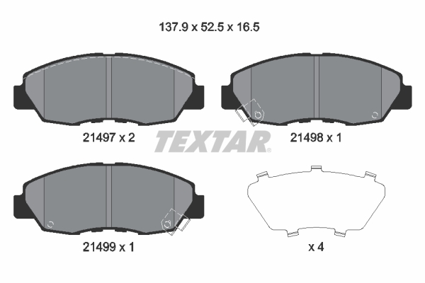 TEXTAR 2149704 Bremsbelagsatz, Scheibenbremse