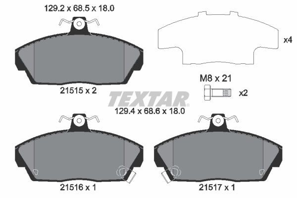 TEXTAR 2151503 Bremsbelagsatz, Scheibenbremse