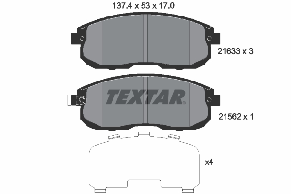 TEXTAR 2163301 Bremsbelagsatz, Scheibenbremse