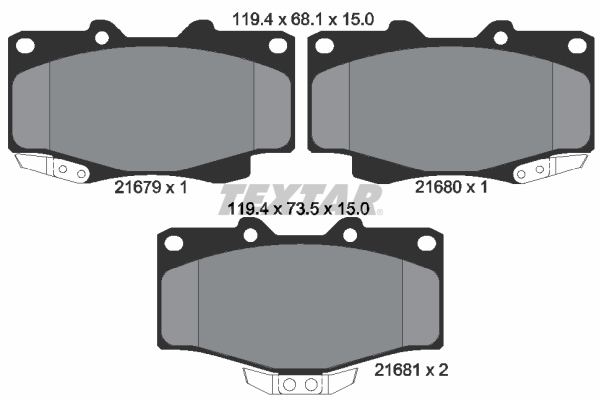 TEXTAR 2167904 Bremsbelagsatz, Scheibenbremse