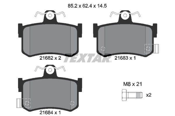 TEXTAR 2168202 Bremsbelagsatz, Scheibenbremse