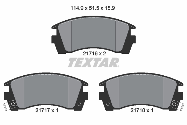 TEXTAR 2171602 Bremsbelagsatz, Scheibenbremse